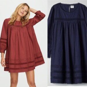 Aritzia Sunday Best Carmela Puff Sleeve Baby Doll Mini Dress Indigo Size Medium